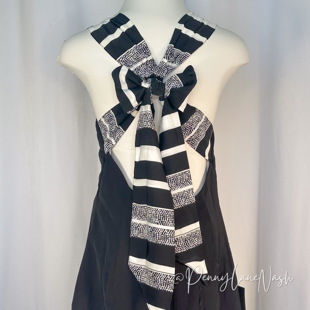 NWT Lulu's Joyful Black Multi Stripe Tie-Back Mini Dress - Picture 11 of 11